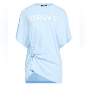 Versace Logo collection Sky Blue Tee with Knot Detail